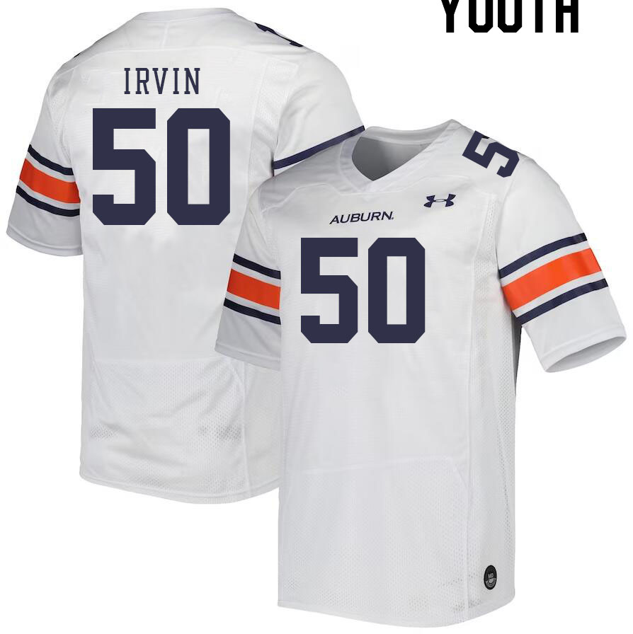 Youth #50 Jalil Irvin Auburn Tigers College Football Jerseys Stitched-White